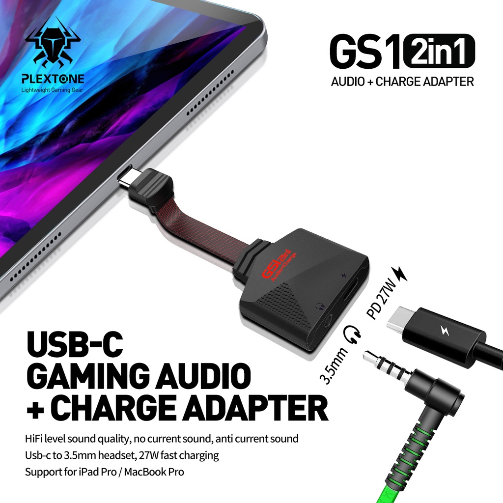 Cáp PLEXTONE sạc nhanh và chuyển đổi cổng USB C sang AUX cho PadPro/Air Huawei Xiaomi Samsung Nova Oneplus (có bán lẻ)