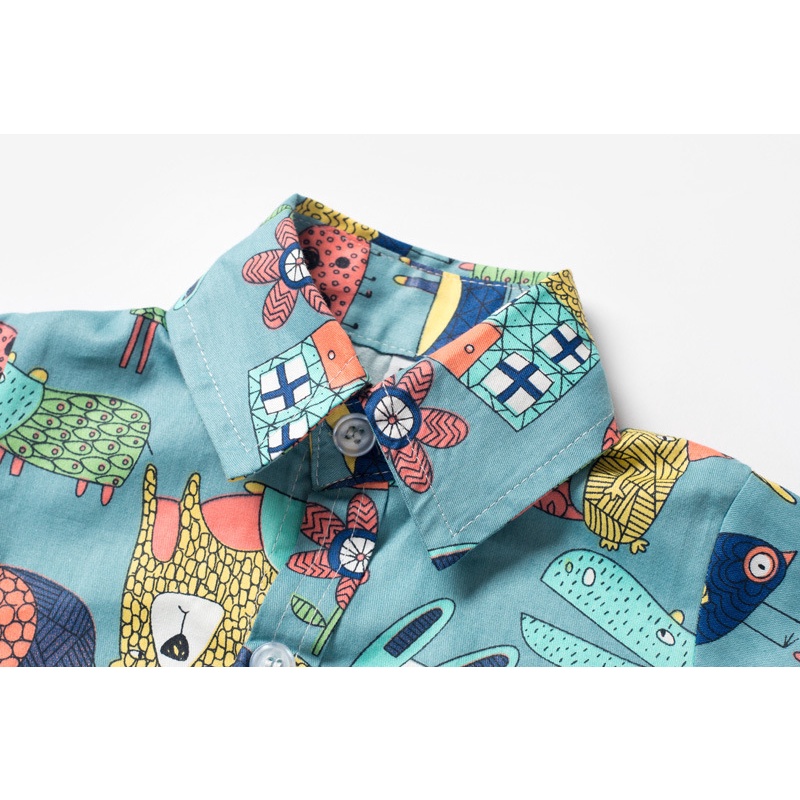 Bộ Áo Liền Quần Cotton Ngắn Tay Cổ Polo In Họa Tiết Tam Giác Thời Trang Cho Bé Trai 0-18 Tháng Tuổi