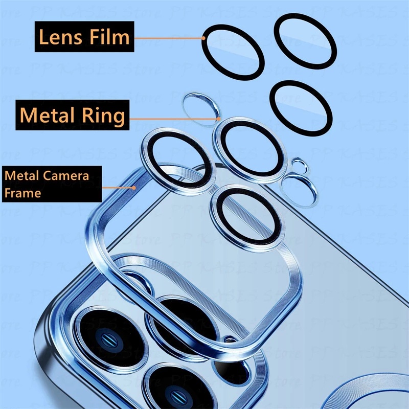 Ốp Điện Thoại Viền Vuông TPU Mềm Mạ Điện Kèm Phim Bảo Vệ Lens Cho iPhone 14 Pro Max 13 12 11 Pro Max Promax XS Max XR X 7 Plus 8 8Plus