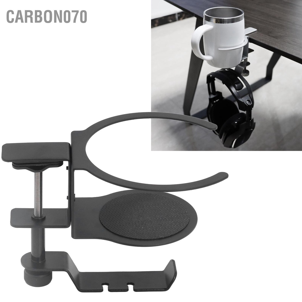 [Hàng Sẵn] Giá Treo Tai Nghe Kèm Đỡ Cốc Nước dưới bàn Đa năng 2 trong 1 Xoay 360 độ【Carbon070】