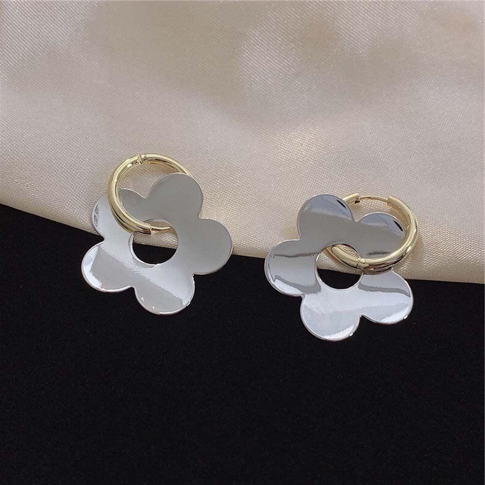 Khuyên Tai Hình Hoa Đơn Giản Ngọt Ngào MXMUSTY|Bông Tai Dạng Vòng Tròn Bằng Kim Loại Màu Sắc Thời Trang