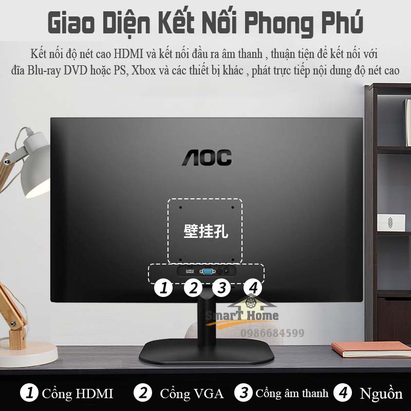 Màn Hình Máy Tính 24 Inch Full Viền AOC 24B2XHM/74 Full HD 1920*1080 75HZ Cổng Kết Nối HDMI + VGA Tiện Dụng BH 36 Tháng | BigBuy360 - bigbuy360.vn