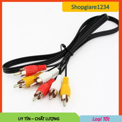 Dây loa AV 6 đầu hoa sen. Cáp loa 3 jack hoa sen -&gt; 3 jack hoa sen