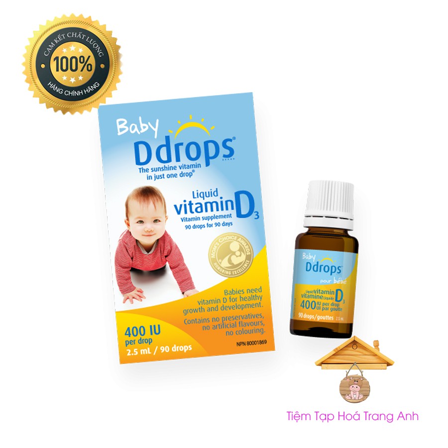 Baby Ddrops Vitamin D3 drop cho bé 90 giọt của Mỹ