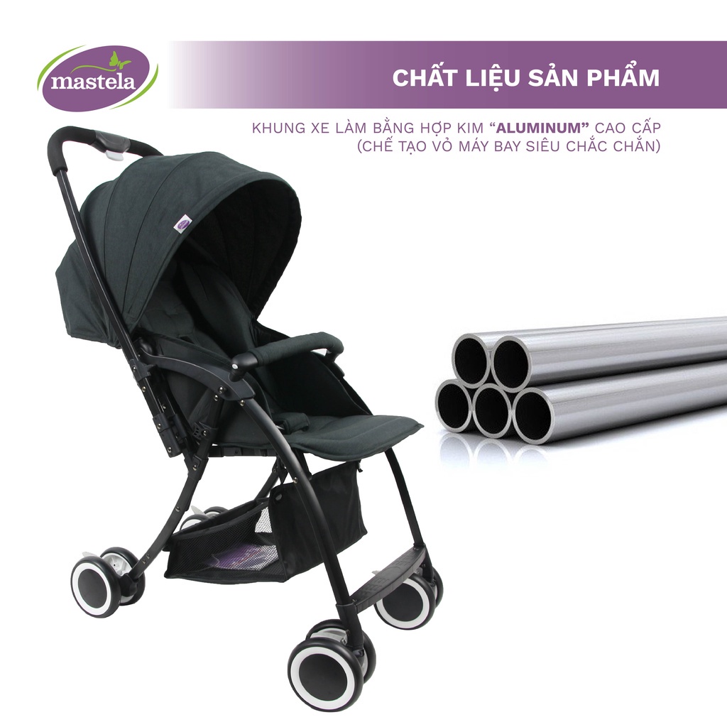 Xe đẩy 2 chiều cho bé sơ sinh tới 30kg chống tia UV aluminium, Mastela Premium T05S. Bảo hành 12 tháng, gập gọn