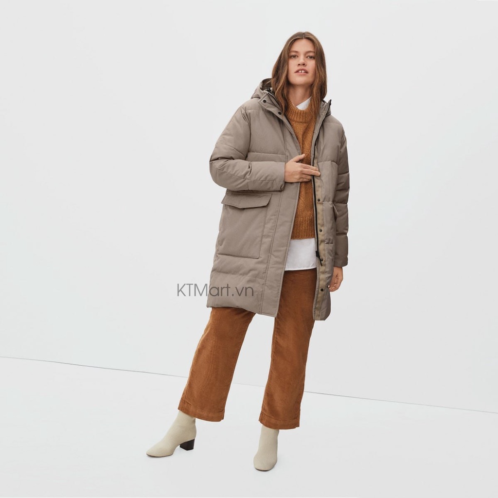 Áo khoác dáng dài đi tuyết Everlane The ReNew Long Puffer size XL màu Grey
