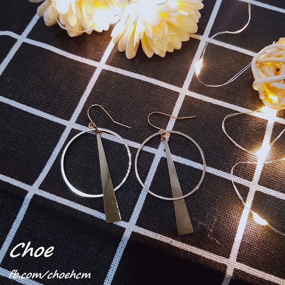 Bông tai phối hình học màu vàng - MS009