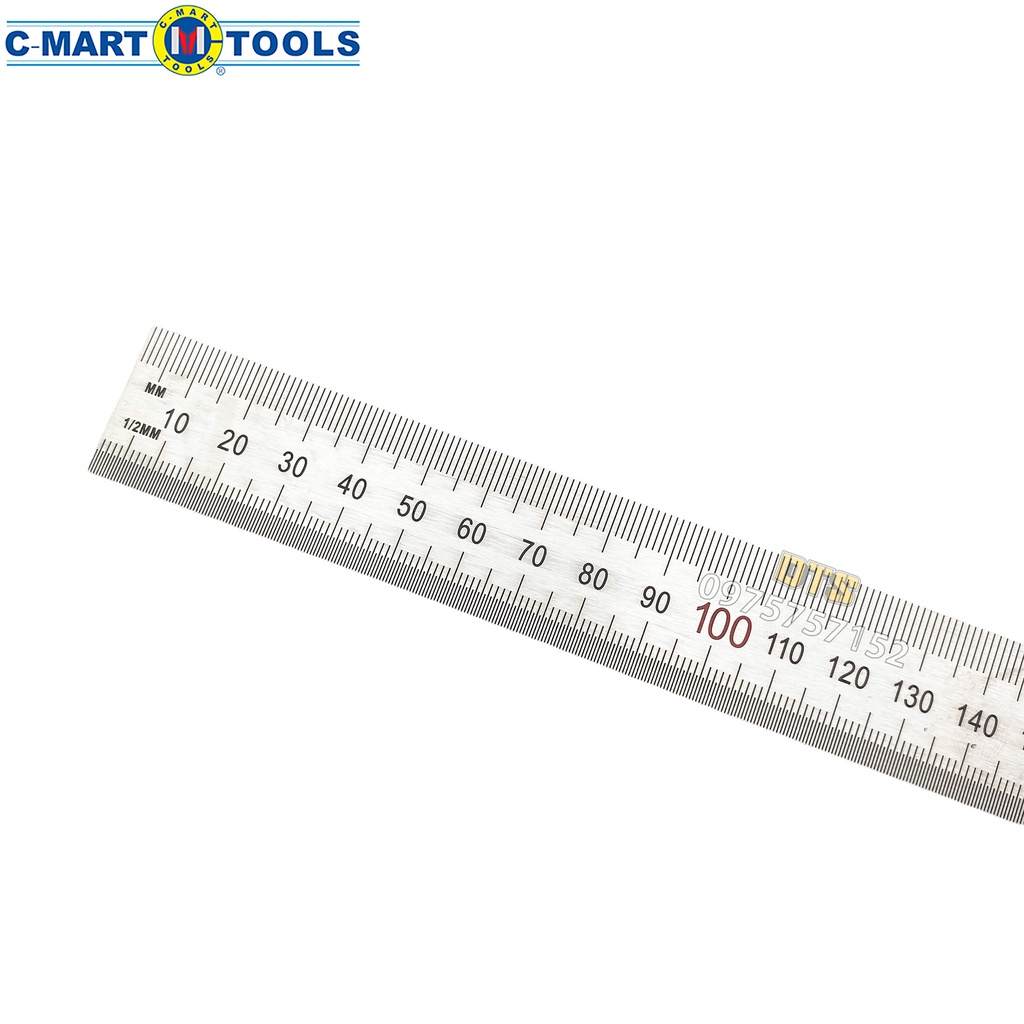 Thước lá thép, thước kẻ không gỉ dài 30cm C-Mart, thước thép thẳng siêu bền độ cứng cao, số rõ nét, độ chính xác cao
