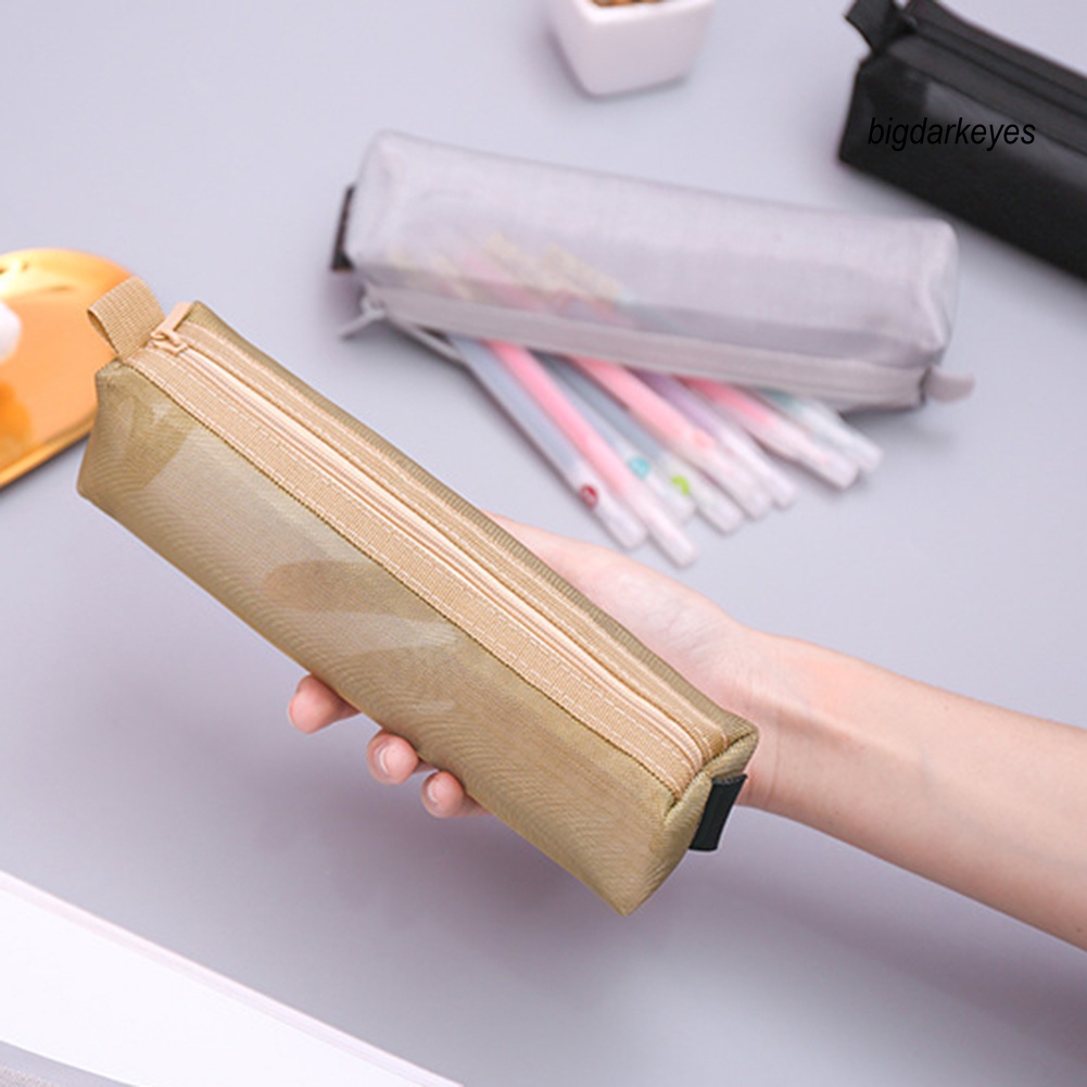 Túi Lưới Đựng Bút Màu Trơn Dễ Thương