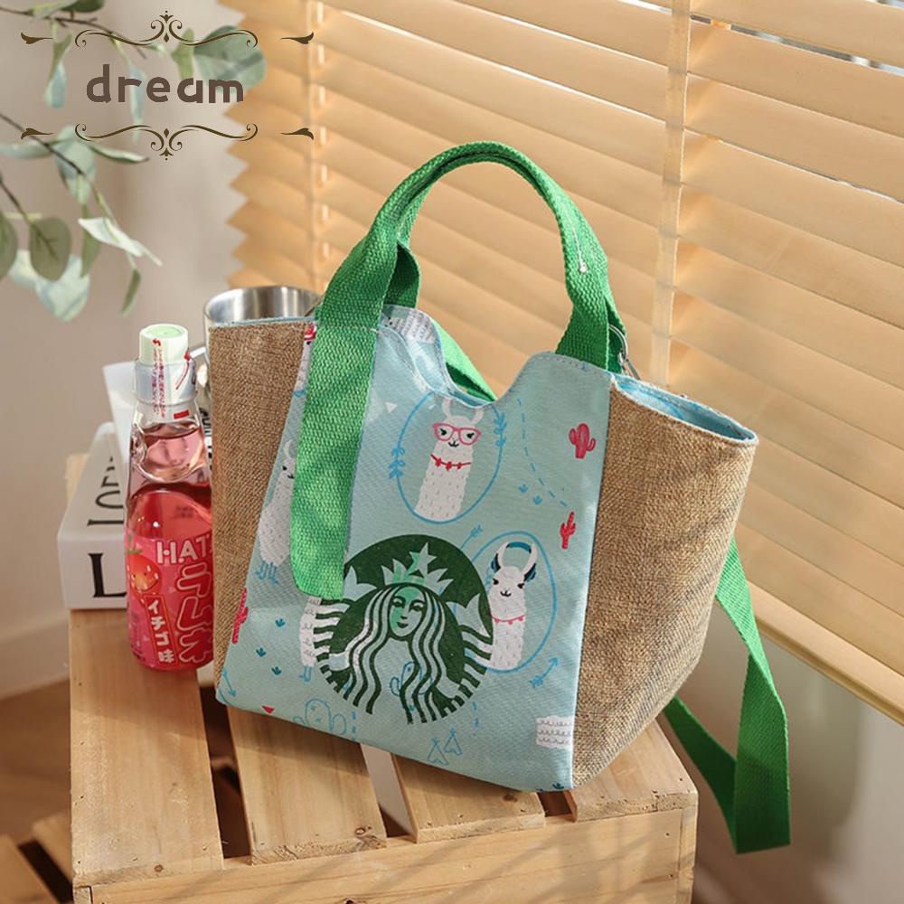 【DREAMLIFE】Tote Bag Blue Canvas Durable Invisable Buckle Large Capacity Pink Portable