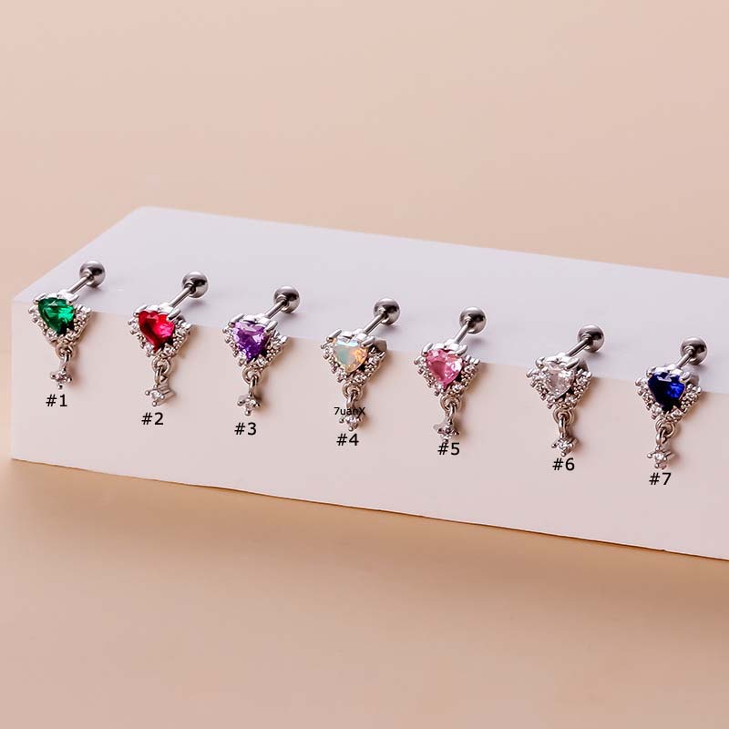 1 Khuyên Tai Tròn Vàng 18k Hình Trái Tim Bằng Thép Không Gỉ 20G