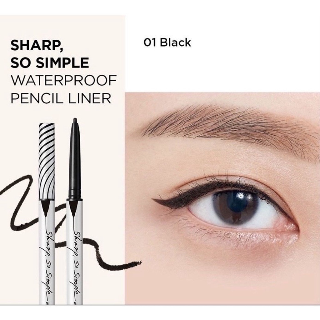 Chì Sáp Kẻ Mắt Nét Mảnh CLIO Sharp, So Simple Waterproof Pencil Liner (Đen/Nâu)