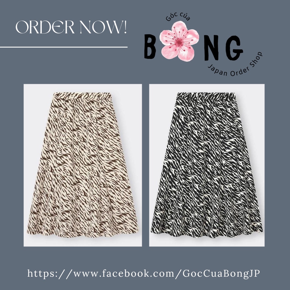 Chân váy dài ngựa vằn - Chân váy GU Nhật - Mã 343678