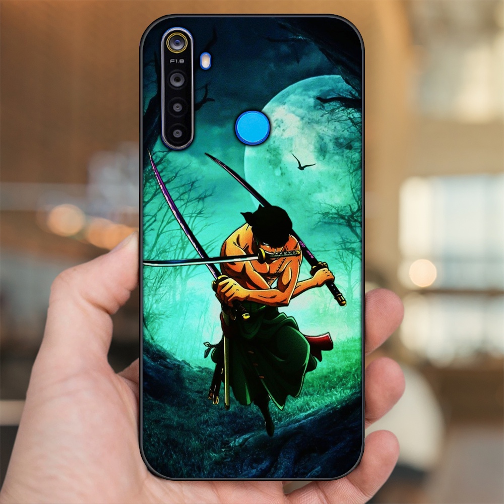 Ốp lưng Realme 5, 5 Pro viền đen in hình Zoro One Piece
