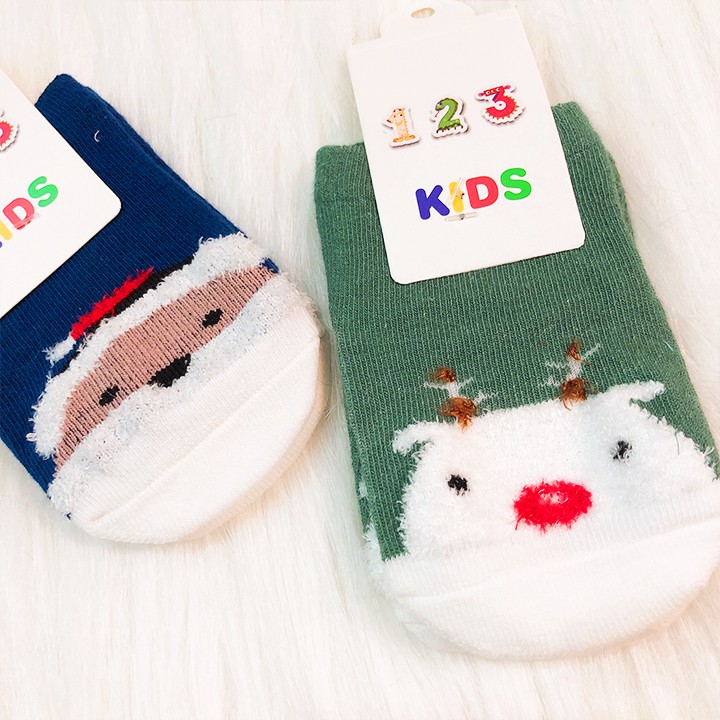 Set 2 đôi tất vớ Noel cao cấp chống trượt cổ thấp cho bé 0-3 tuổi chất cotton thấm hút tốt Giáng sinh Baby-S – ST015