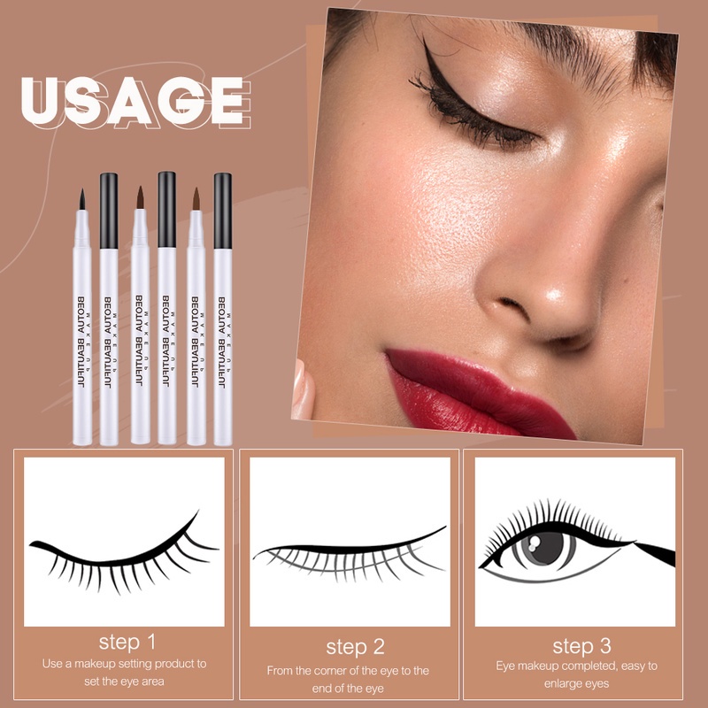 Bút Kẻ Mắt Dạng Lỏng 3 Màu Siêu Mịn Không Thấm Nước Tự Nhiên Không Nhòe