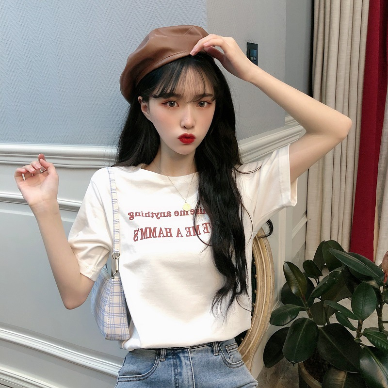 Summer New Loose Candy-colored Cotton Short-sleeved T-shirt Female Students Joker Tops Women's Fashion