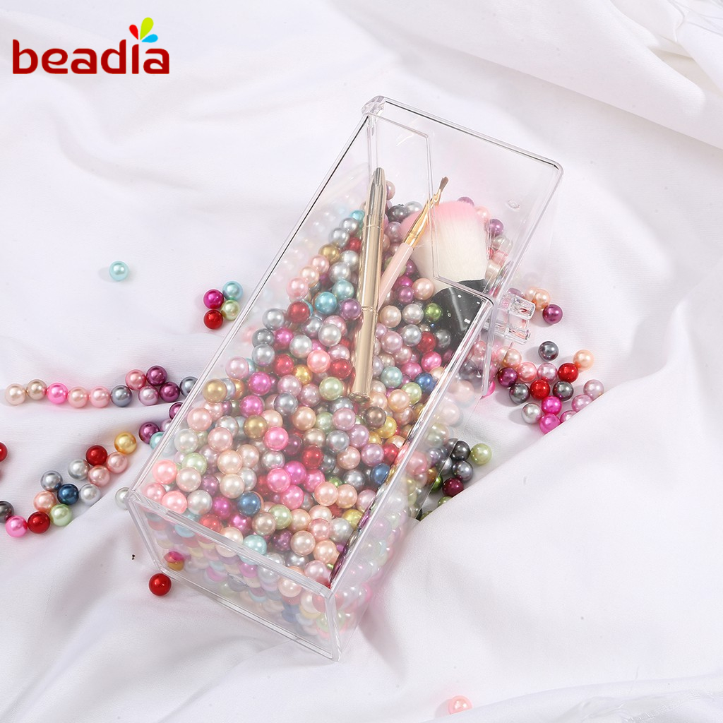 Hạt ngọc trai giả Beadia hình tròn không có lỗ bằng chất liệu ABS dùng để trang trí trang sức