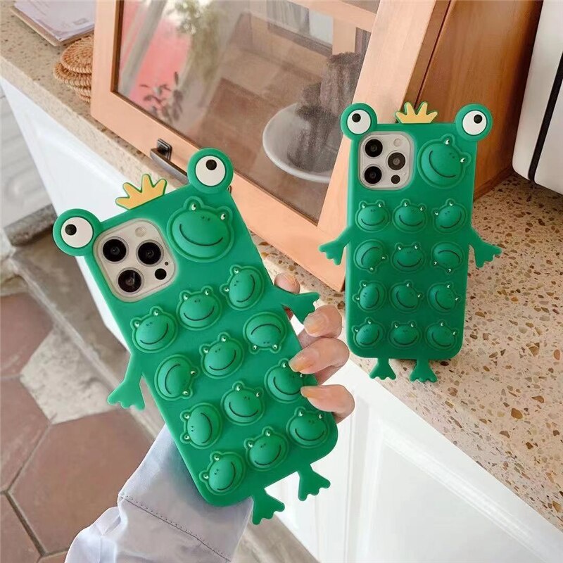 Ốp điện thoại silicon hình chú ếch 3D dễ thương thích hợp cho iPhone 12 11 Pro Max X Xs Xr Se 7 8 Plus