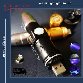 Đèn UV tím Soi Giấy Tờ Tiền Giả Cho Tiệm Cầm Đồ Sạc USB Vỏ Đen siêu bền