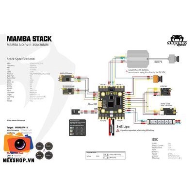 Mạch Bay MAMBA F411 35A AIO 6S 8bit 20mm/M2