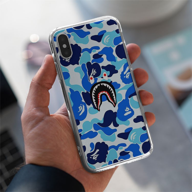 Ốp Lưng Blue Bape Shark  cá mập sành điệu cho Iphone 5 6 7 8 Plus 11 12 Pro Max X Xr PLQPOD00748