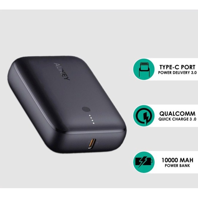 Pin Sạc Dự Phòng Aukey PB-N83S 10.000MAH 22.5W TYPE-C -1 Cổng ra type C , 1 cổng ra Usb , Hàng Chính Hãng