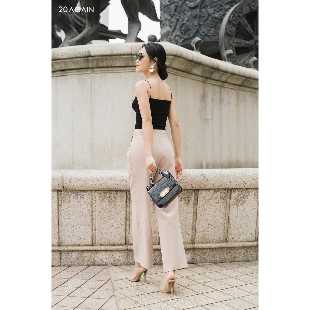 Quần âu cạp rời 2 cúc cá tính 20AGAIN, thiết kế quần ống rộng QAA1248 | BigBuy360 - bigbuy360.vn