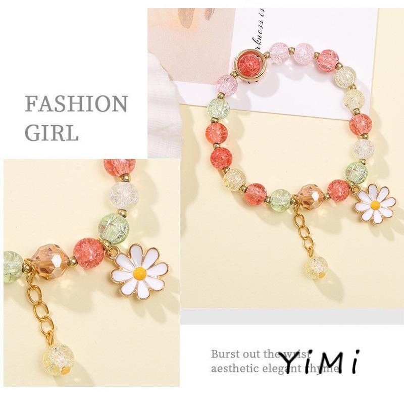 Vòng tay tua rua hoa cúc xỏ hạt pha lê phong cách Hàn Quốc