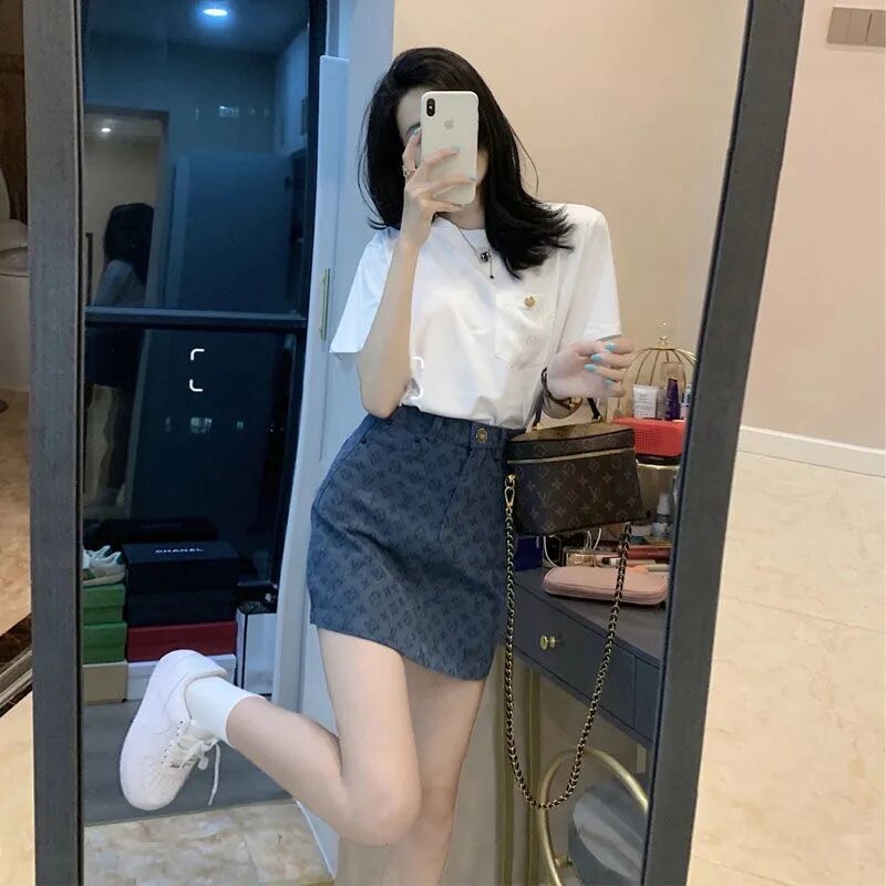set váy Set Áo Thun Ngắn Tay Và Chân Váy Thời Trang Dành Cho Nữ