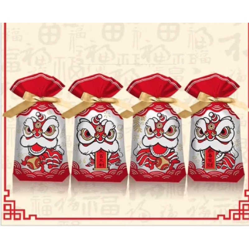 set 10 túi rút mèo thần tài may mắn size 15 x 23 cm