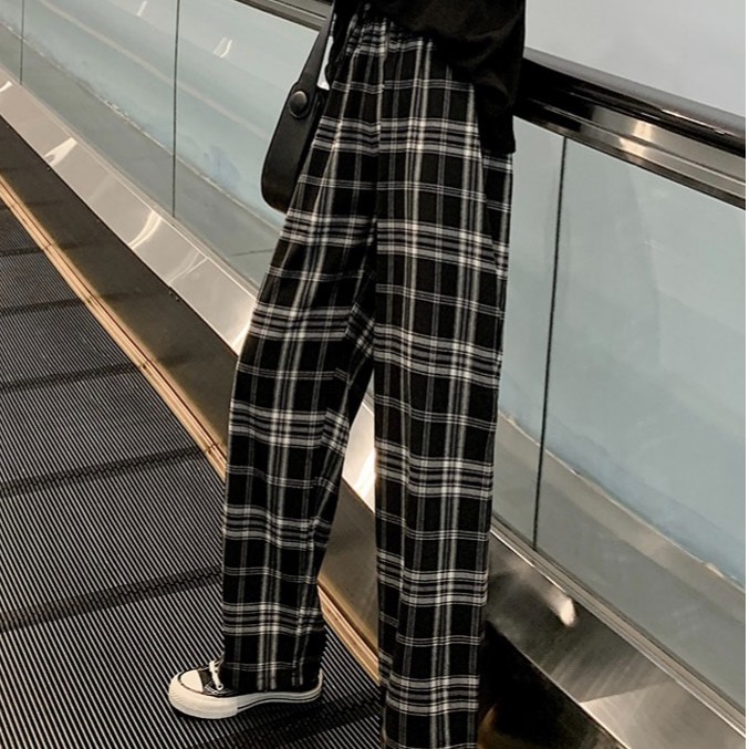 [Mã FADIRECT20 giảm 20K đơn 150K] Quần ống rộng caro trắng đen lưng thun - Q706 | BigBuy360 - bigbuy360.vn