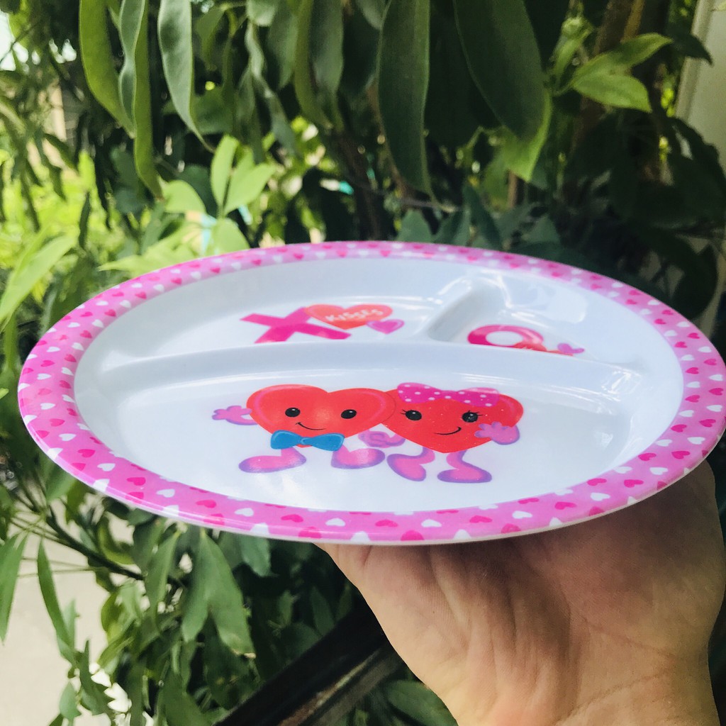 Khay ăn dặm chia ngăn hình tròn cho bé bằng nhựa chất liệu an toàn