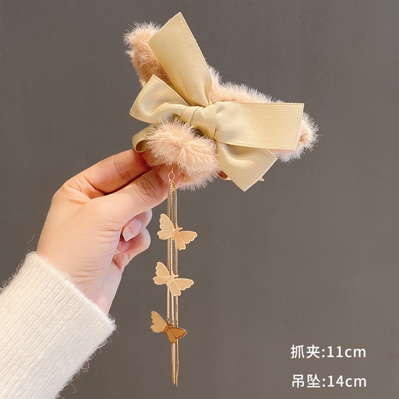 Kẹp tóc càng cua vải lông thiết kế đáng yêu thời trang