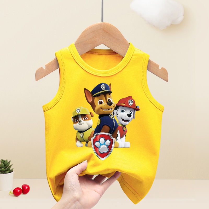 Ao Thun bé trai , áo sát nách hình chú chó cứu hộ 8-20 kg