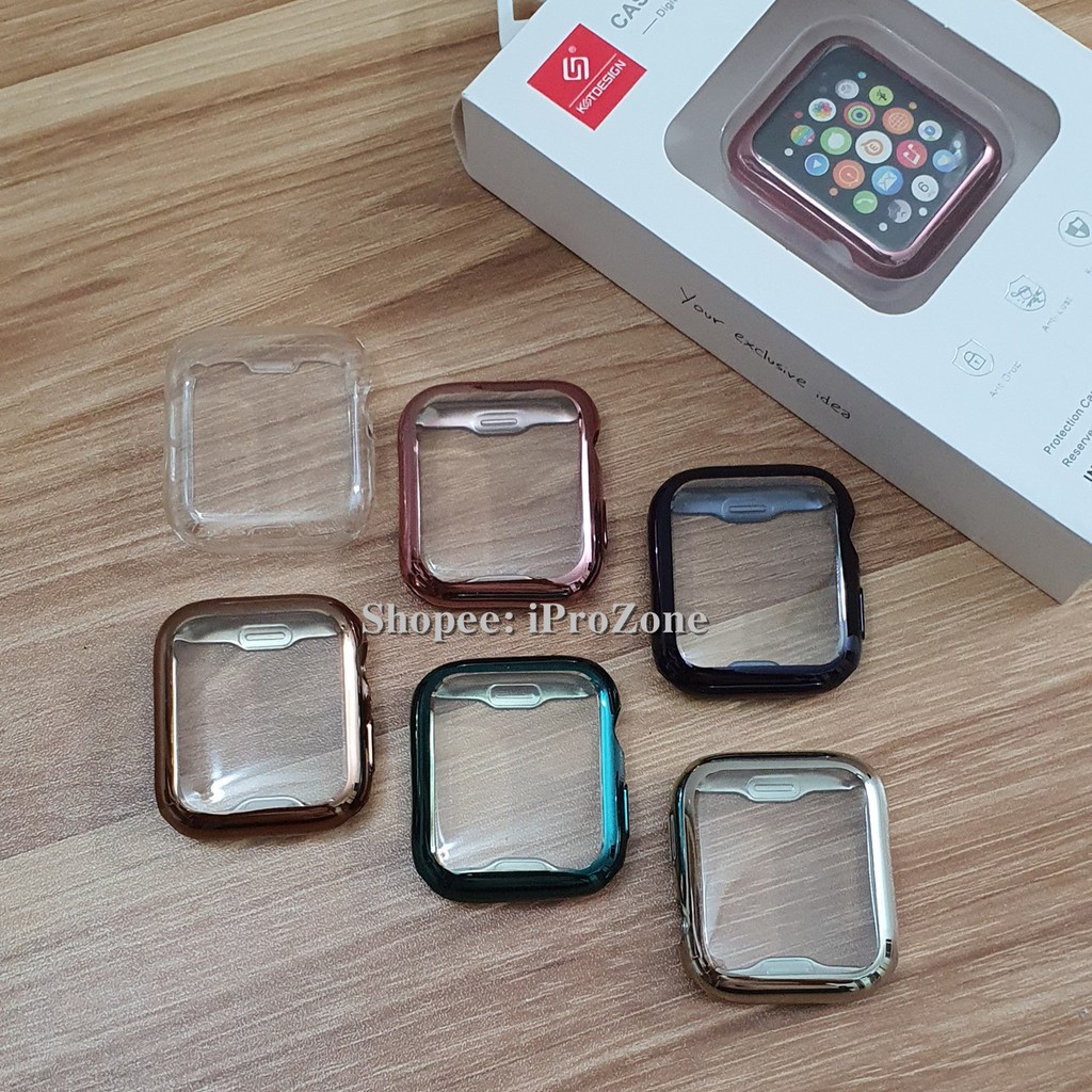 Ốp dẻo TPU viền mầu giả thép cho Apple Watch chính hãng KST chống sốc , chống vỡ phủ kín mặt + body