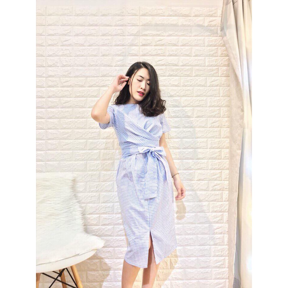 Đầm caro cột nơ Helly Dress