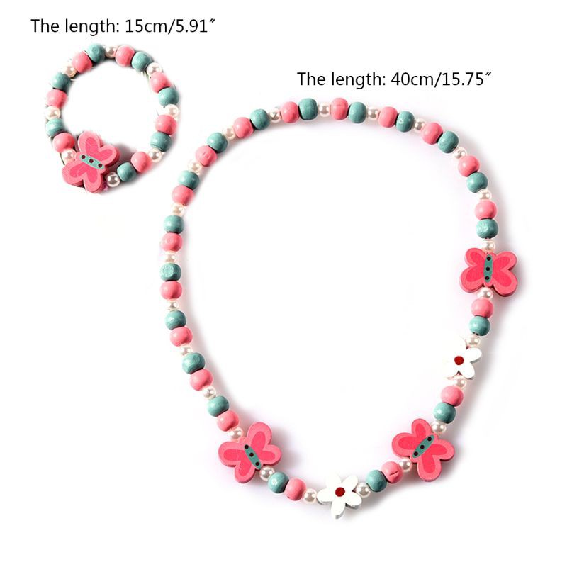 1 Bộ Trang Sức Hạt Gỗ Nhiều Màu Cho Bé