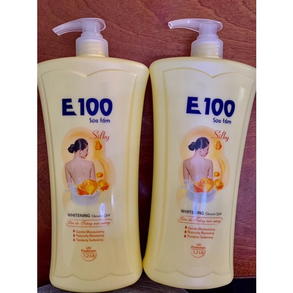 Sữa Tắm dưỡng trắng da E100 Silky 1200ml