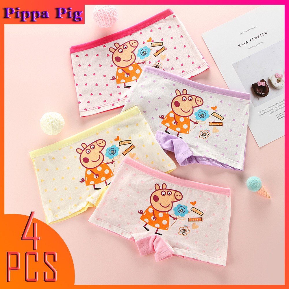 Set 4 Quần Lót Cotton In Hình Heo Peppa Dễ Thương Cho Bé Gái