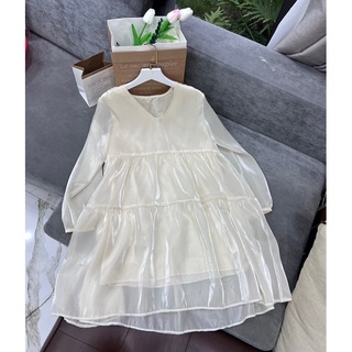 Váy Babydoll Tơ Lụa 2 lớp Cổ V