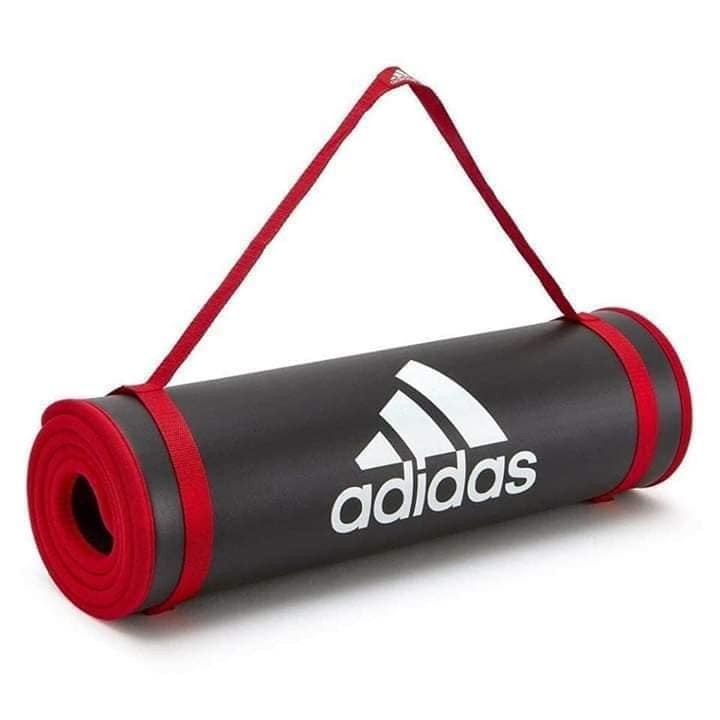 Thảm tập Yoga Adidas đỏ đen siêu đẹp có dây đeo - Hàng Đức