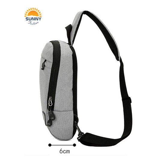 Túi đeo chéo nam, nữ vải canvas cao cấp, màu ghi viền chữ U đẹp mắt, T516 | BigBuy360 - bigbuy360.vn