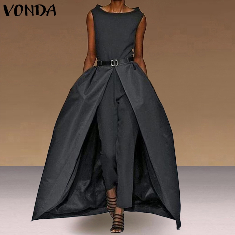 Jumpsuit VONDA dáng dài sát nách thiết kế xẻ tà sang trọng cho nữ