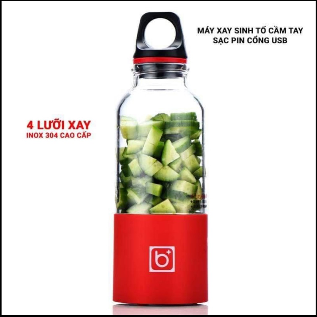 Máy xay sinh tố cầm tay Bingo 4 lưỡi dao cổng sạc pin usb tiện dụng 500ml