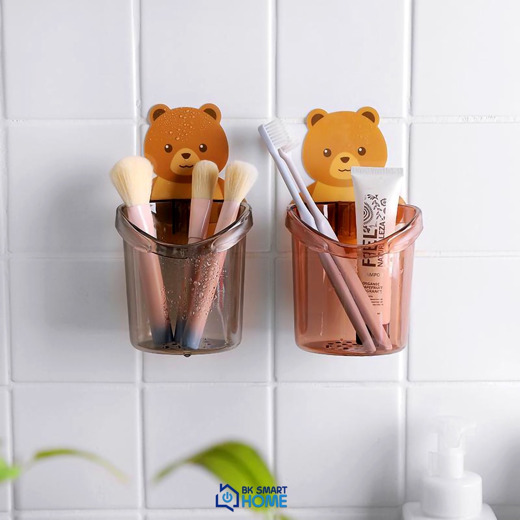Cốc Hình Gấu dễ thương Dán tường Đựng Bàn Chải Kem Đánh Răng