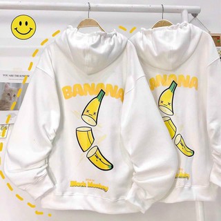 Áo Hoodie Nỉ Bông Mềm Mịn Form Rộng Banana Cho Nữ
