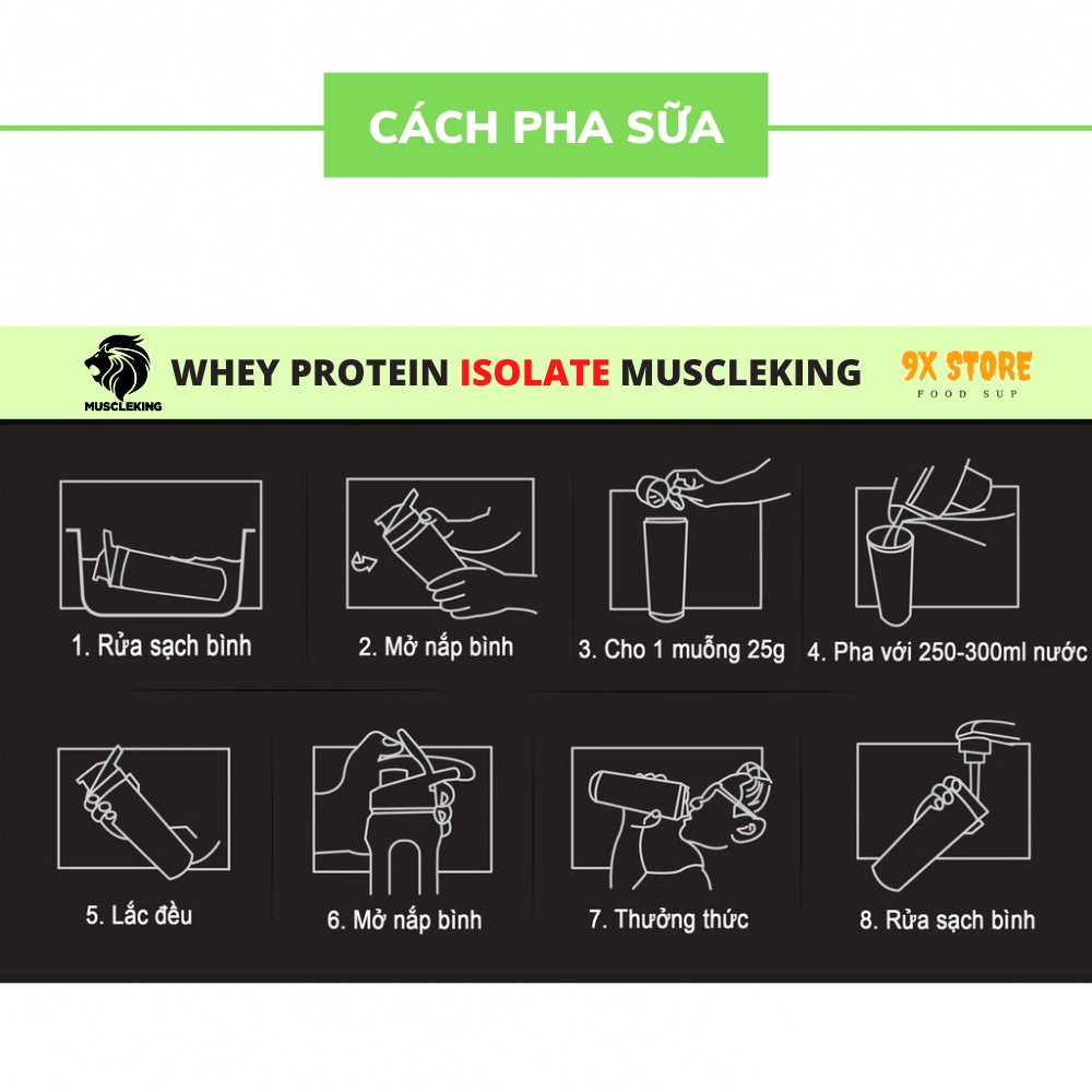 Whey isolate tăng cơ giảm mỡ bổ sung protein,ít calo,ít béo 4.41lb(2000g) - Muscleking