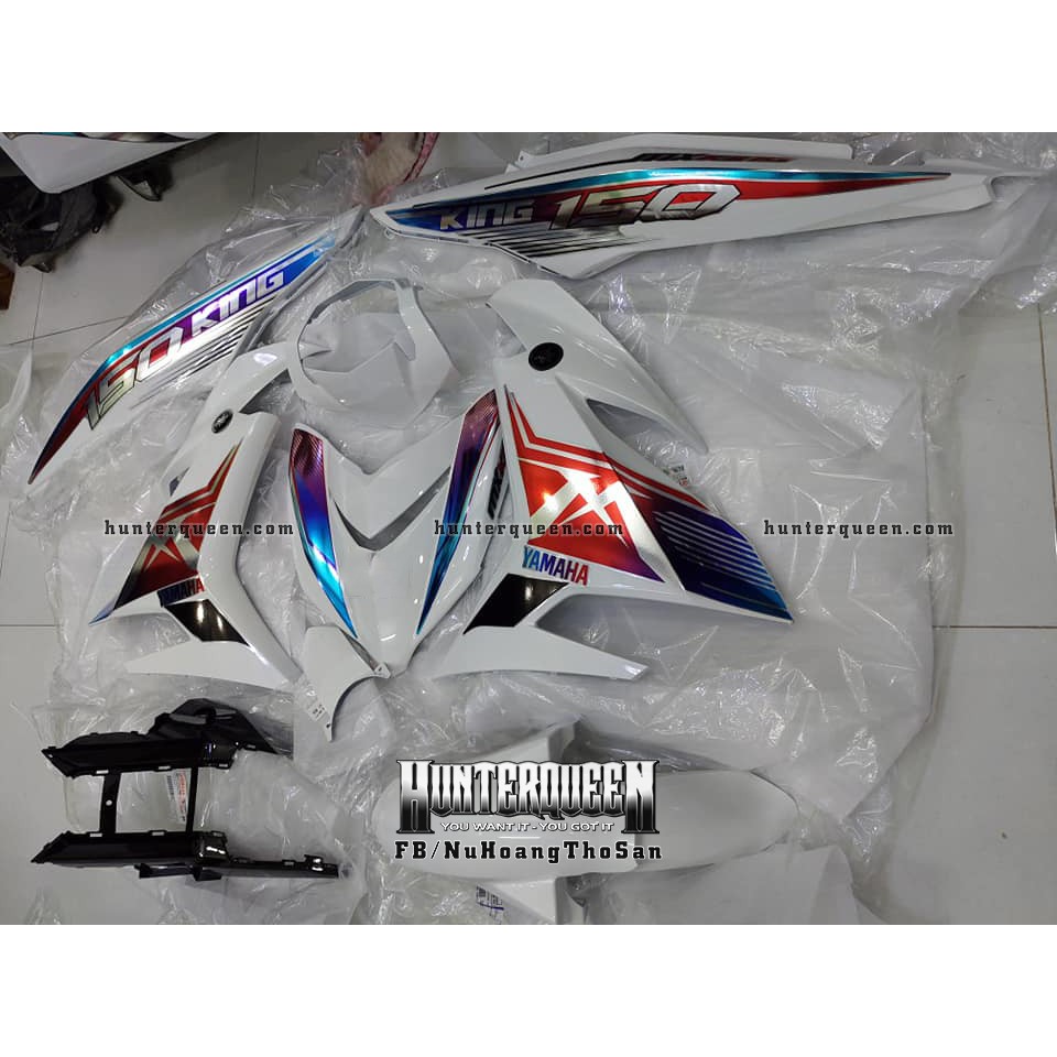 Tem Exciter 150, MX nhọn. Xe trắng. Chất liệu crom. Chỉnh sửa theo yêu cầu. Sắc nét, bền màu, chống nước