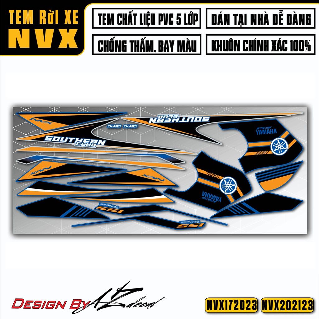 Tem Dán Xe NVX 2017 - 2021 Thiết Kế Southern | NVX23 | Tem Rời Xe Máy Chống Nước, Bền Màu Cho Xe 155